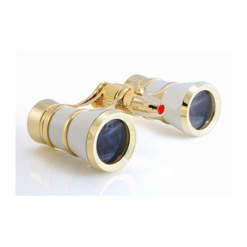 Milana Optics - Opera Glasses - Sonata - With Flashlight - White Finish with Golden Rings