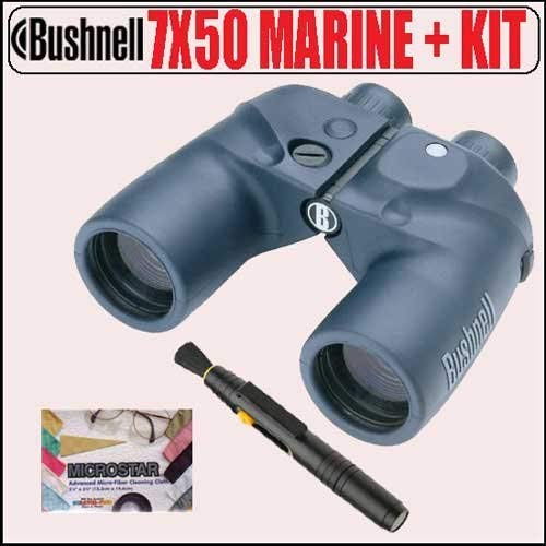 Bushnell 7X50 Marine Waterproof with Compass Binoculars Bundle