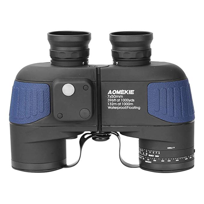 Aomekie 7X50 Binoculars Waterproof Fogproof for Adults, Marine Military Binoculars with Compass Rangefinder BAK4 Prism Lens for Navigation,Boating,Fishing,Water Sports,Hunting (Army Blue)