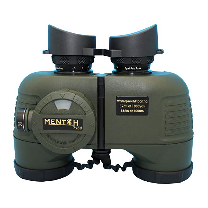 7x50 HD Waterproof Marine Binoculars w/Internal Rangefinder & Compass for Water Sports,Hunting,Bird Watching,Boating and More(Army Green) …