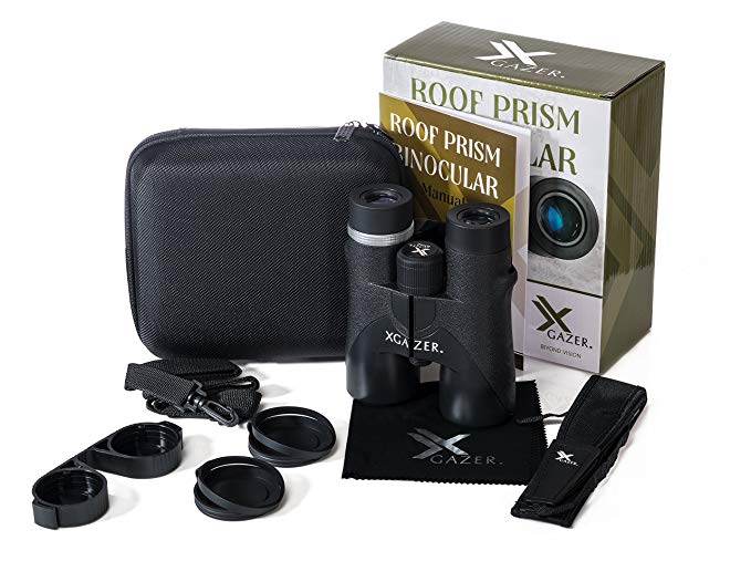 Xgazer Optics 8x42 HD Professional Binoculars- High Power Travel, Hunting, Fishing, Safari, Bird Watching Binoculars- Long Range, Eye-Relief Binoculars w/Neck Strap, Cleaning Cloth & Carrying Case