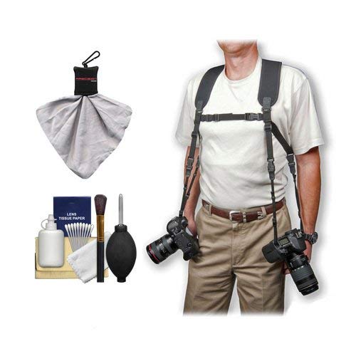 OP/TECH Dual Camera & Binoculars Black Strap Harness (X-Long) + Accessory Kit