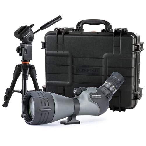 Vanguard Endeavor HD 82A 20-60x 82mm Angled Spotting Scope, BAK4 Roof Prism - Bundle ESPOD CX 1OS 3 Section Aluminum Tabletop Tripod, Waterproof and Dustproof Hard Case