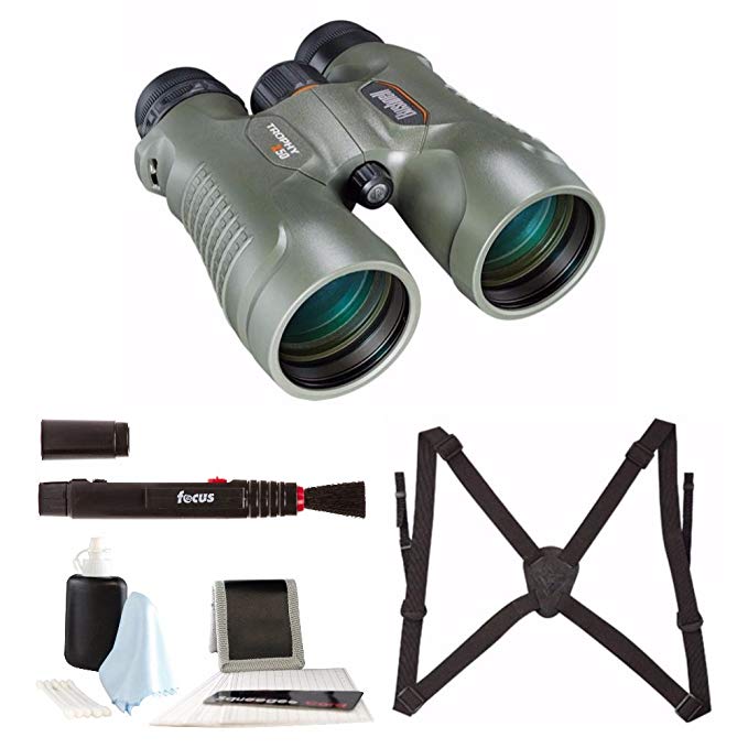 Bushnell 12x50mm Trophy Xtreme Binocular, Green (335012) with Harness and Glass Care Kit