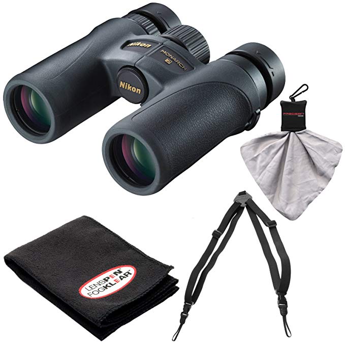 Nikon Monarch 7 8x30 ED ATB Waterproof/Fogproof Binoculars with Case + Easy Carry Harness + Cleaning Cloth Kit